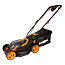 Газонокосилка WORX WG779E.1, 40V, 34 см, щеточная, с 2xАКБ 4 А/ч и двойным ЗУ