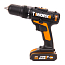 Дрель-шуруповерт  WORX WX371.1, 20V, ударная, щеточная, с 2xАКБ 2 А/ч и ЗУ + кейс