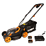 Газонокосилка WORX WG779E.1, 40V, 34 см, щеточная, с 2xАКБ 4 А/ч и двойным ЗУ