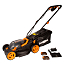 Газонокосилка WORX WG779E, 40V, 34 см, щеточная, с 2xАКБ 2 А/ч и двойным ЗУ