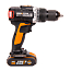 Дрель-шуруповерт  WORX WX373, 20V, ударная, бесщеточная, с 2xАКБ 2 А/ч и ЗУ + кейс