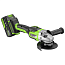 Угловая шлифмашина Greenworks GD24AG, 24V, 125 мм, бесщеточная, с АКБ 8 А/ч и ЗУ