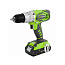 Дрель-шуруповерт Greenworks G24CDB2X, 24V, ударная, щеточная, с 2xАКБ 2 А/ч и ЗУ + сумка