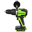 Дрель-шуруповерт Greenworks GD24DD140, 24V, ударная, бесщеточная, 2 А/ч АКБ и 2А ЗУ