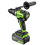 Дрель-шуруповерт Greenworks GD24DD140, 24V, ударная, бесщеточная, 4х2 А/ч АКБ и 2А ЗУ