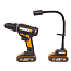 Комбо-набор: Дрель-шуруповерт  WORX WX101.9 + Фонарь  WORX WX028.9 20V, щеточная, 2xАКБ 2 А/ч и ЗУ + ящик с набором оснастки 35 шт.