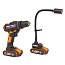 Комбо-набор: Дрель-шуруповерт  WORX WX101.9 + Фонарь  WORX WX028.9 20V, щеточная, 2xАКБ 2 А/ч и ЗУ + ящик с набором оснастки 35 шт.