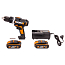 Дрель-шуруповерт  WORX WX183.1, 20V, бесщеточная, с 2xАКБ 2 А/ч и ЗУ + кейс