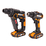 Комбо-набор: Дрель-шуруповерт  WORX WX101.9 + Перфоратор  WORX H3 WX390.1, 20V, щеточная, с 2xАКБ 2 А/ч и ЗУ + кейс с оснасткой